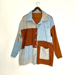 Color block Button Down Coat